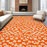 Ultra Soft Area Rug, Non Slip, Stain Resistant, Washable Area Rugs for Living Room, Bedroom, Artful Cheerful Botanical Print(Orange)