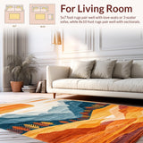 Ultra Soft Area Rug, Non Slip, Stain Resistant, Washable Area Rugs for Living Room, Bedroom, Chic Minimalist Terrain Design(Orange)