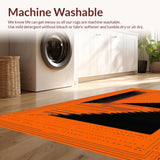 Ultra Soft Area Rug, Non Slip, Stain Resistant, Washable Area Rugs for Living Room, Bedroom, Evocative Black and Orange Harmony(Orange)