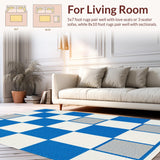 Ultra Soft Area Rug, Non Slip, Stain Resistant, Washable Area Rugs for Living Room, Bedroom, Dynamic Pastel Hopscotch Design(Blue)