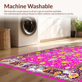 Ultra Soft Area Rug, Non Slip, Stain Resistant, Washable Area Rugs for Living Room, Bedroom, Eclectic Floral Medallion Motif(Pink)