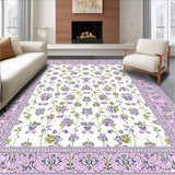 Ultra Soft Area Rug, Non Slip, Stain Resistant, Washable Area Rugs for Living Room, Bedroom, Charming Spring Floral Aesthetic(White)