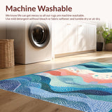 Ultra Soft Area Rug, Non Slip, Stain Resistant, Washable Area Rugs for Living Room, Bedroom, Beach Breeze Area Rug Featuring Playful Fish Silhouettes with Rippled Water Art(Blue)