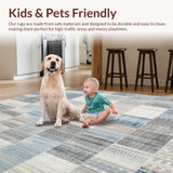 Ultra Soft Area Rug, Non Slip, Stain Resistant, Washable Area Rugs for Living Room, Bedroom, Beige Blue Geometric Patchwork Area Unique Floor Decor(Gray)