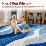 Ultra Soft Area Rug, Non Slip, Stain Resistant, Washable Area Rugs for Living Room, Bedroom, Dynamic Blue Grey Geometric Fusion(Blue)