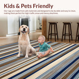 Ultra Soft Area Rug, Non Slip, Stain Resistant, Washable Area Rugs for Living Room, Bedroom, Eclectic Multi-Hued Striped Aesthetic(Brown)