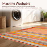 Ultra Soft Area Rug, Non Slip, Stain Resistant, Washable Area Rugs for Living Room, Bedroom, Dynamic Curved Lines with Rich Colors(Orange)