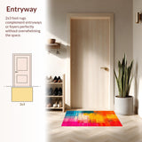 Ultra Soft Area Rug, Non Slip, Stain Resistant, Washable Area Rugs for Living Room, Bedroom, Dynamic Color Burst Abstract Motif(Orange)
