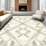 Ultra Soft Area Rug, Non Slip, Stain Resistant, Washable Area Rugs for Living Room, Bedroom, Malilinao Neutral Diamond Area Cream Beige Gray(Beige)