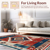 Ultra Soft Area Rug, Non Slip, Stain Resistant, Washable Area Rugs for Living Room, Bedroom, Southwestern Red Living Room Vintage Medallion Rug(Red)