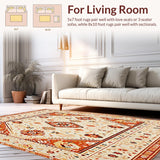 Ultra Soft Area Rug, Non Slip, Stain Resistant, Washable Area Rugs for Living Room, Bedroom, Boho Beige Area(Beige)