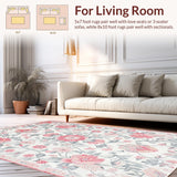 Ultra Soft Area Rug, Non Slip, Stain Resistant, Washable Area Rugs for Living Room, Bedroom, Chic Transitional Color Burst(White)
