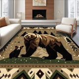 Ultra Soft Area Rug, Non Slip, Stain Resistant, Washable Area Rugs for Living Room, Bedroom, Charming Farmhouse Bear Aesthetic(Beige)