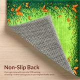 Ultra Soft Area Rug, Non Slip, Stain Resistant, Washable Area Rugs for Living Room, Bedroom, Fresh Organic Floral Aesthetic(Green)