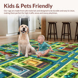 Ultra Soft Area Rug, Non Slip, Stain Resistant, Washable Area Rugs for Living Room, Bedroom, Non-Slip Road Design Carpet for Classroom Game Area(Gray)