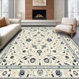 Ultra Soft Area Rug, Non Slip, Stain Resistant, Washable Area Rugs for Living Room, Bedroom, Contemporary Black Featuring Whimsical Floral in Beige(Beige)
