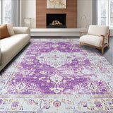 Ultra Soft Area Rug, Non Slip, Stain Resistant, Washable Area Rugs for Living Room, Bedroom, Luxurious Neutral Toned Symmetry(Purple)