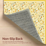 Ultra Soft Area Rug, Non Slip, Stain Resistant, Washable Area Rugs for Living Room, Bedroom, Sunny Beige Botanical Pattern(Yellow)