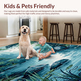 Ultra Soft Area Rug, Non Slip, Stain Resistant, Washable Area Rugs for Living Room, Bedroom, Playful Multicolor Coastal Aesthetic(Blue)