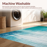 Ultra Soft Area Rug, Non Slip, Stain Resistant, Washable Area Rugs for Living Room, Bedroom, Distressed Blue Circle Rug: Soft, Washable Teal Area Rug(Blue)
