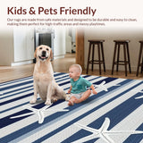 Ultra Soft Area Rug, Non Slip, Stain Resistant, Washable Area Rugs for Living Room, Bedroom, Classic Blue Stripe Nautical Essence(Blue)