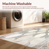Ultra Soft Area Rug, Non Slip, Stain Resistant, Washable Area Rugs for Living Room, Bedroom, Rustic Minimalist Scalloped Style(Beige)