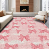 Ultra Soft Area Rug, Non Slip, Stain Resistant, Washable Area Rugs for Living Room, Bedroom, Pink Bowknot Area Rug: Playful Seamless Pattern Floor Mat(Pink)