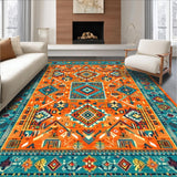 Ultra Soft Area Rug, Non Slip, Stain Resistant, Washable Area Rugs for Living Room, Bedroom, Eclectic Vintage Geometric Textures(Orange)