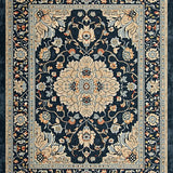 Ultra Soft Area Rug, Non Slip, Stain Resistant, Washable Area Rugs for Living Room, Bedroom, Distressed Vintage Floral Grey Brown Living Room Rug(Blue)