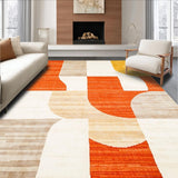 Ultra Soft Area Rug, Non Slip, Stain Resistant, Washable Area Rugs for Living Room, Bedroom, Warm Oasis Modern Abstract Geometric Area(Orange)