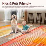 Ultra Soft Area Rug, Non Slip, Stain Resistant, Washable Area Rugs for Living Room, Bedroom, Vibrant Abstract Rainbow Motif(Orange)