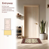 Ultra Soft Area Rug, Non Slip, Stain Resistant, Washable Area Rugs for Living Room, Bedroom, Vintage Inspired Area(White)