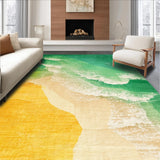 Ultra Soft Area Rug, Non Slip, Stain Resistant, Washable Area Rugs for Living Room, Bedroom, Surfboard Pattern Rug with Hawaiian Palms, Tropical Waves, Summer Beach Vibes(Green)