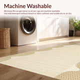 Ultra Soft Area Rug, Non Slip, Stain Resistant, Washable Area Rugs for Living Room, Bedroom, Sophisticated Tan and Brown Scalloped Look(Beige)