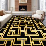 Geometric Retro Black Gold Motif(Black)