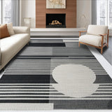 Ultra Soft Area Rug, Non Slip, Stain Resistant, Washable Area Rugs for Living Room, Bedroom, Contemporary Dual-Tone Linear Rug with Minimalist Graphic Design(Black)
