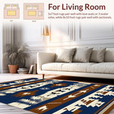 Ultra Soft Area Rug, Non Slip, Stain Resistant, Washable Area Rugs for Living Room, Bedroom, Elegant Geometric Tribal Aesthetics(Brown)