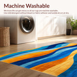 Artistic Area Featuring Enchanting Blue and Orange Waves Design(Blue)