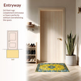 Ultra Soft Area Rug, Non Slip, Stain Resistant, Washable Area Rugs for Living Room, Bedroom, Artistic Rustic Medallion Style(Yellow)