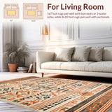 Ultra Soft Area Rug, Non Slip, Stain Resistant, Washable Area Rugs for Living Room, Bedroom, Chic Vintage Diamond Layout(Brown)