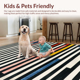 Ultra Soft Area Rug, Non Slip, Stain Resistant, Washable Area Rugs for Living Room, Bedroom, Striped Harmony Rug with Linear Contrast and Bold Modern Patterning(Black)