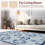 Ultra Soft Area Rug, Non Slip, Stain Resistant, Washable Area Rugs for Living Room, Bedroom, Rustic Blue Coastal Charm(Blue)