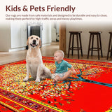 Ultra Soft Area Rug, Non Slip, Stain Resistant, Washable Area Rugs for Living Room, Bedroom, Lively Contemporary Leaf Pattern(Red)