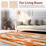 Ultra Soft Area Rug, Non Slip, Stain Resistant, Washable Area Rugs for Living Room, Bedroom, Southwest Tribal Geometric Area Vibrant Hues Boho(Orange)