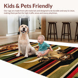 Ultra Soft Area Rug, Non Slip, Stain Resistant, Washable Area Rugs for Living Room, Bedroom, Eclectic Christmas Cattle Imagery(Brown)