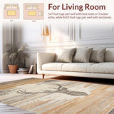 Ultra Soft Area Rug, Non Slip, Stain Resistant, Washable Area Rugs for Living Room, Bedroom, Elegant Rustic Shaggy Texture(Beige)