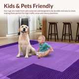 Ultra Soft Area Rug, Non Slip, Stain Resistant, Washable Area Rugs for Living Room, Bedroom, Trendy Textured Colorful Haven(Purple)