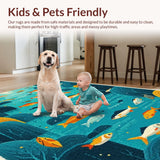 Ultra Soft Area Rug, Non Slip, Stain Resistant, Washable Area Rugs for Living Room, Bedroom, Funny Fishing Entryway Rug Non-Slip Washable(Blue)