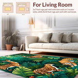 Ultra Soft Area Rug, Non Slip, Stain Resistant, Washable Area Rugs for Living Room, Bedroom, Tropical Animal Motif Delight(Green)