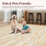 Ultra Soft Area Rug, Non Slip, Stain Resistant, Washable Area Rugs for Living Room, Bedroom, Rustic Tan Distressed Pattern(Beige)